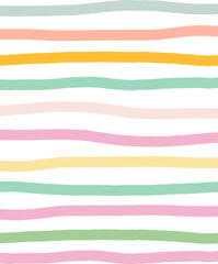 Wavy stripes print background. uneven hand drawn waves vector pattern. Striped abstract template. Cute squiggle streaks texture. coloured bars on white backdrop.