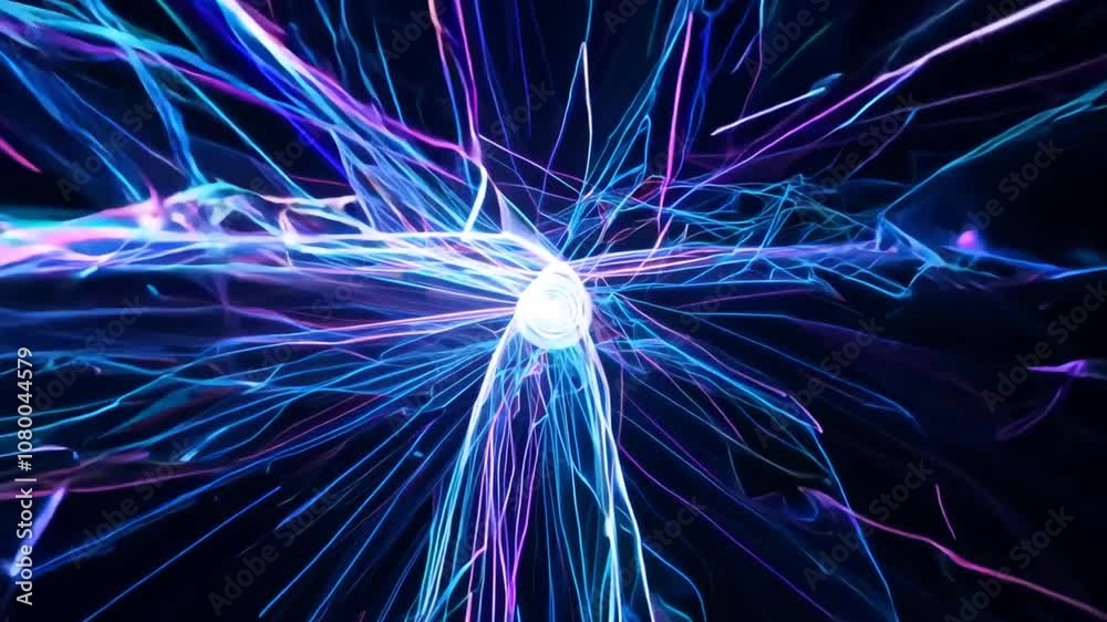 Poster colorful abstraction of laser rays illuminating a dark background generative ai