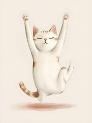 Cute illustrations of cats doing yoga poses, in a whimsical and lighthearted style, designed to bring a smile to any animal lover’s face.