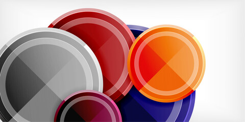 Abstract background - multicolored circles, trendy minimal geometric design, vector illustration