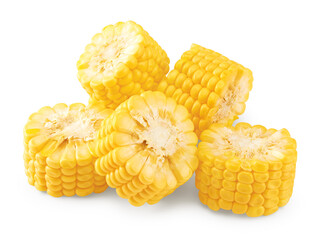 Fresh corn on cob isolated on white background. clipping path