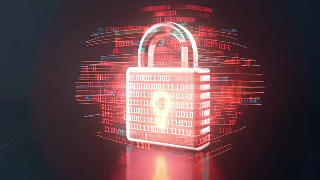 Futuristic digital padlock with glowing binary code, representing advanced data security concepts and the importance of protecting sensitive information in the digital age.