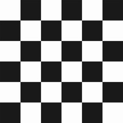 Seamless black and white chess checkered grid pattern in Memphis style. Geometric vector design for backgrounds and wallpapers. Modern, hipster, and minimal aesthetics with flag elements