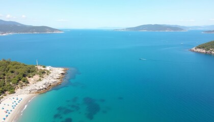 Obraz premium Tranquil island getaway under a clear sky