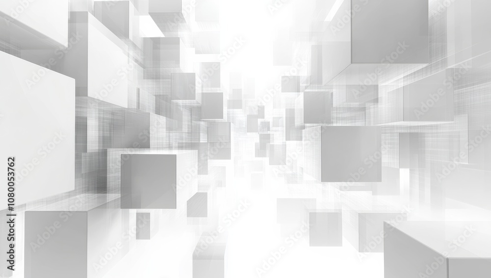 Poster An Abstract Business Environment Features 3D Cubes with Ambient Lighting to Enhance Interaction, Foster Collaboration, Boost Creativity, and Promote Innovation in Modern Workspaces