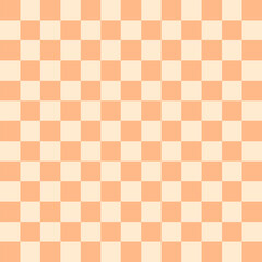 Geometric vector design for backgrounds and wallpapers. Seamless peach fuzz checkered grid pattern in Memphis style. Modern, hipster, and minimal aesthetics with flag elements.