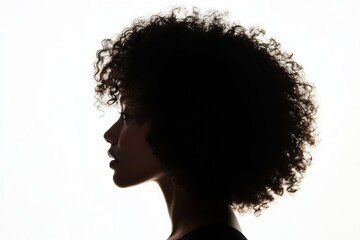 Silhouette of an African American woman with curly hair.