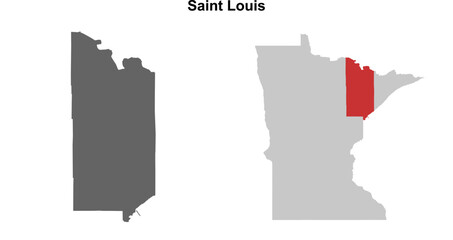 Saint Louis County (Minnesota) blank outline map set