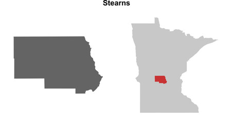 Stearns County (Minnesota) blank outline map set