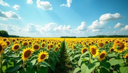 Obraz premium Bright and Beautiful Sunflower Field