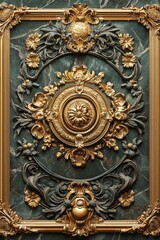 Baroque, Barocco Ornate Marble Ceiling Non-Linear Reformation Design with Intricate Accents Depicting Classic Elegance and Architectural Beauty