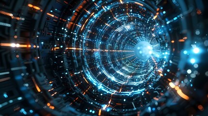 Digital technology Future abstract tunnel poster background
