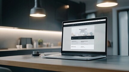 Realistic digital mockup template showcasing a website preview on a desktop screen with blurred workspace elements
