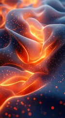 Fototapeta premium Abstract glowing waves with vibrant orange and blue colors.