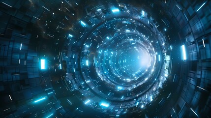 Obraz premium Digital technology Future abstract tunnel poster background