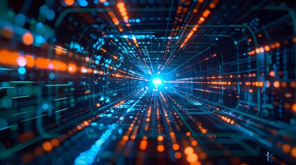 Fototapeta premium Digital technology Future abstract tunnel poster background