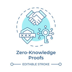 Zero-knowledge proofs soft blue concept icon. Type of privacy enhancing technologies. Secure verification. Round shape line illustration. Abstract idea. Graphic design. Easy to use in article
