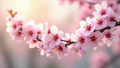 Obraz premium Blooming beauty A closeup of delicate pink cherry blossoms