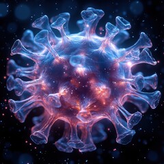 Obraz premium Close-up of bacteria and viruses under microscope, 3d illustration of science concept