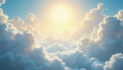 Fototapeta premium Breathtaking Landscape with Ethereal Clouds and Radiant Sun Glow