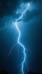 Vivid Lightning Bolt Illuminating a Stormy Sky with Ominous Clouds