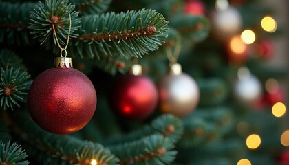 Fototapeta premium Shiny Christmas ornament on a tree
