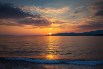 Fototapeta premium Colorful ocean beach sunrise.