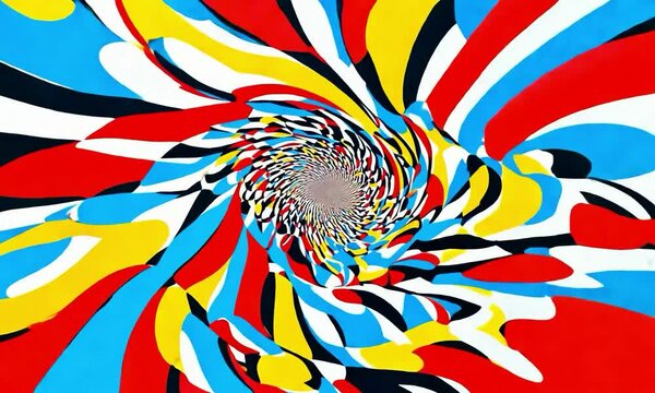 Optical illusion with tessellations, repeating motifs, and visual effects that deceive the eye.