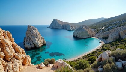 Obraz premium Enchanting coastal view where natures artistry meets the sea