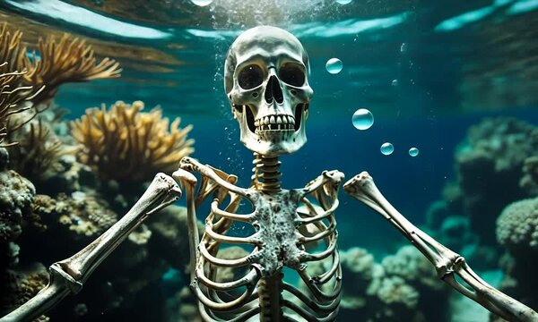 Skeleton under the sea.