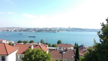 Obraz premium Tranquil waterside view from a coastal home