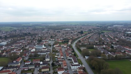Obraz premium Aerial View of a Quaint European Village
