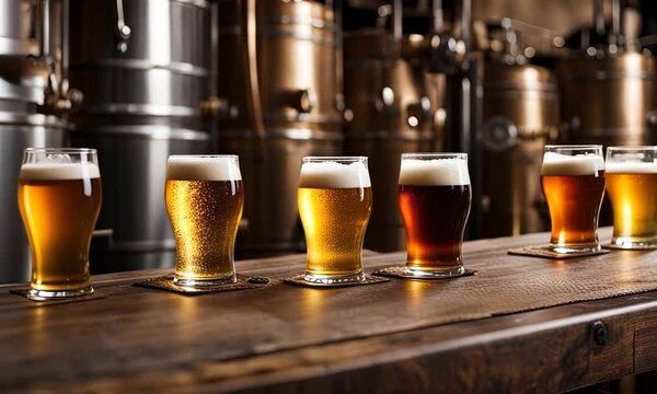 Beer tasting in a brewery.