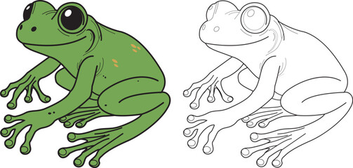 A Minimalist frog coloring page with lines