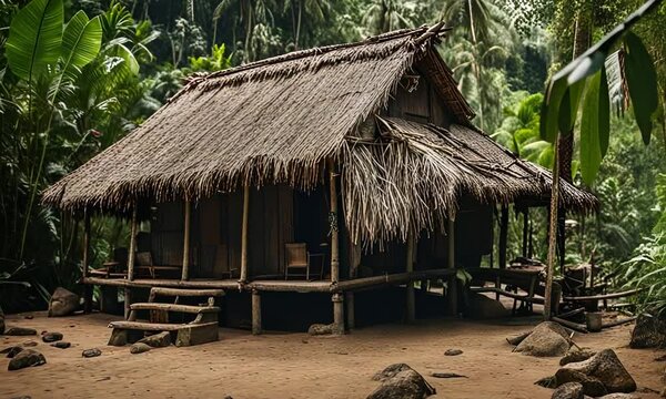 Huts of a tribe in the jungle.
