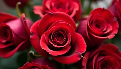 Obraz premium Bouquet of love A dozen red roses in bloom