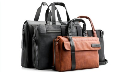 Stylish Selection of Modern Leather Bags in Various Shapes and Sizes Perfect for Professionals, Travelers, and Everyday Use Showing Versatility and Functionality