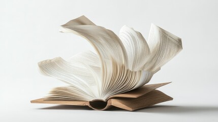 A Beautifully Open Book with Flowing Pages Capturing the Essence of Reading, Imagination, and Knowledge in a Minimalistic Setting