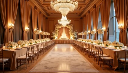 Elegant banquet hall ready for a grand event