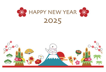 2025年　巳年　年賀状　素材　テンプレート