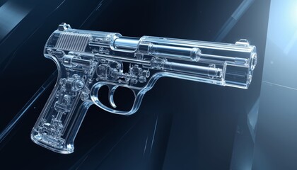 Intricate Transparent Handgun with Visible Components and Mechanisms