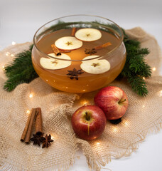 Apple Punch and its Ingredients in a New Year's Atmosphere
