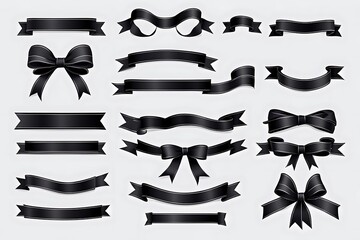 Black ribbon shaped like a butterfly