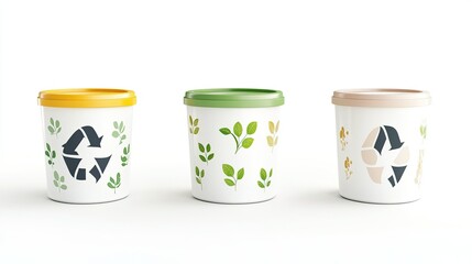 Eco-Friendly Containers with Nature-Inspired Designs Representing Sustainability and Environmental Care in a Bright and Modern Context