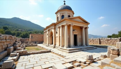 Obraz premium Ancient ruins of a once grand temple standing as a testament to history