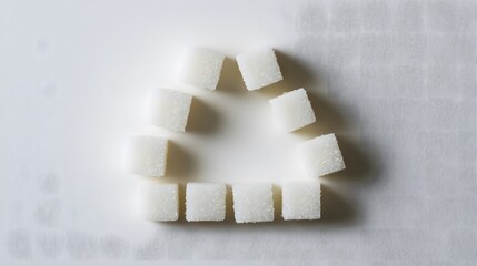 Sugar cubes meticulously stacked in the shape of a warning sign, symbolizing the cautionary message of excessive indulgence and the potential dangers of overconsumption.