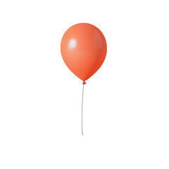 orange helium balloon. Birthday balloon flying for party and celebrations. Isolated on white background. Generative AI