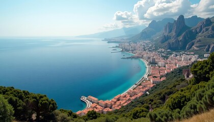  Breathtaking coastal view with vibrant blue waters and lush greenery