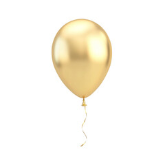 gold helium balloon. Birthday balloon flying for party and celebrations. Isolated on white background. Generative AI