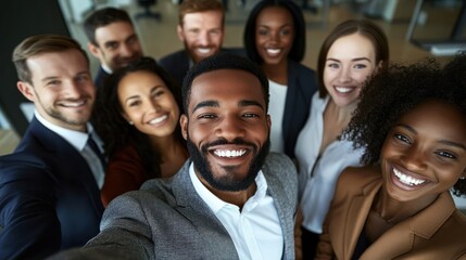Diverse Group of Professionals Taking a Selfie Together